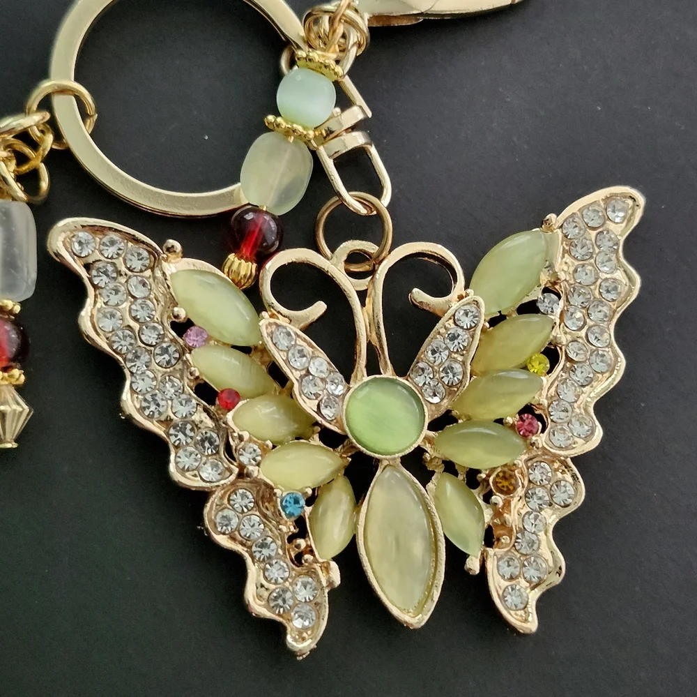 Butterfly Purse Charm Aventurine Jasper Tourmaline Handcrafted